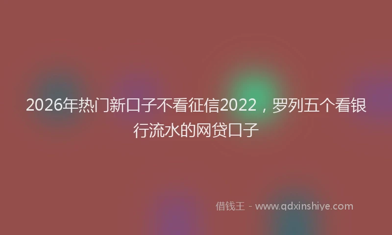 2026年热门新口子不看征信2022，罗列五个看银行流水的网贷口子