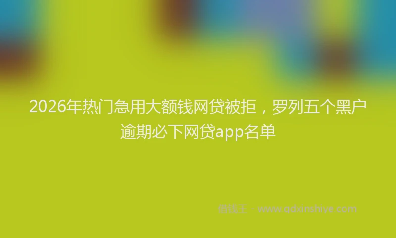 2026年热门急用大额钱网贷被拒，罗列五个黑户逾期必下网贷app名单
