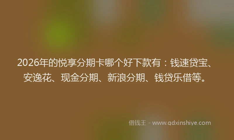 2026年的悦享分期卡哪个好下款有:钱速贷宝、安逸花、现金分期、新浪分期、钱贷乐借等。