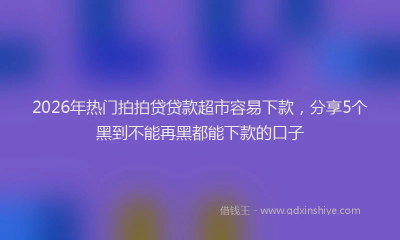 2026年热门拍拍贷贷款超市容易下款，分享5个黑到不能再黑都能下款的口子