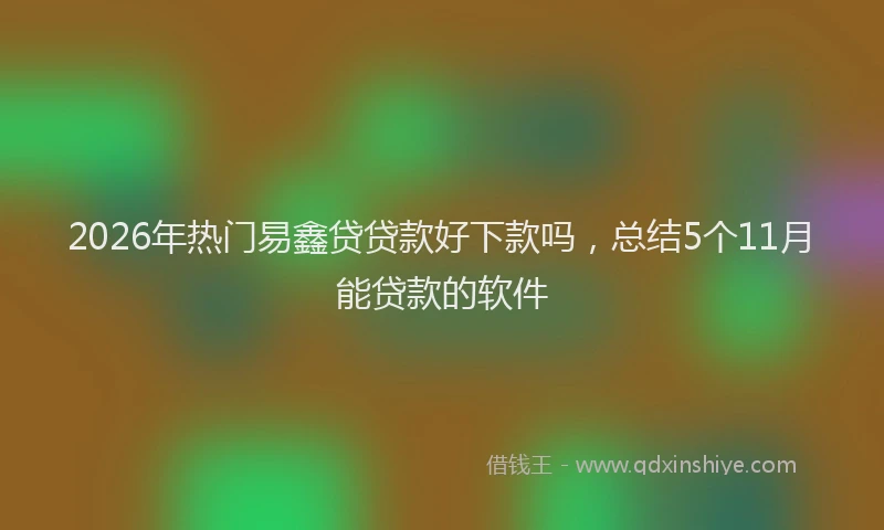 2026年热门易鑫贷贷款好下款吗，总结5个11月能贷款的软件
