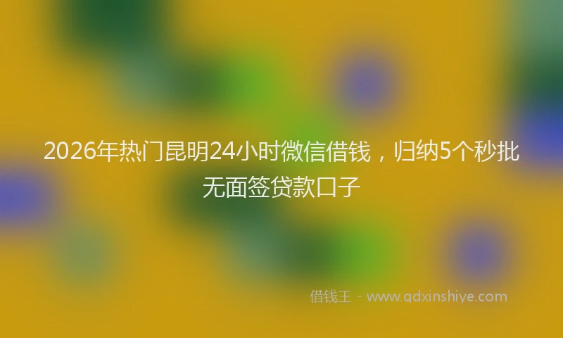 2026年热门昆明24小时微信借钱，归纳5个秒批无面签贷款口子