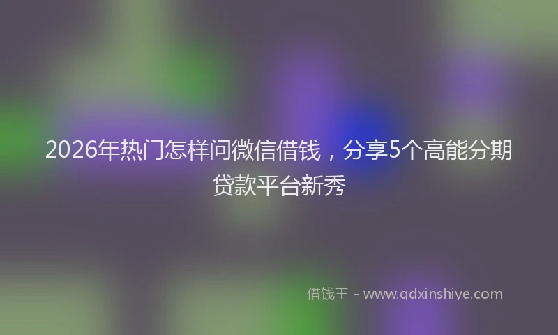 2026年热门怎样问微信借钱，分享5个高能分期贷款平台新秀