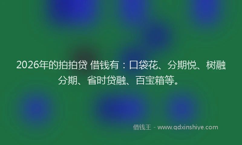 2026年的拍拍贷 借钱有:口袋花、分期悦、树融分期、省时贷融、百宝箱等。