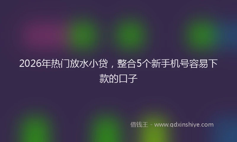 2026年热门放水小贷，整合5个新手机号容易下款的口子