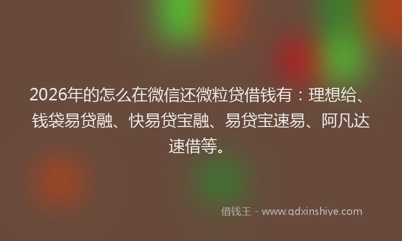 2026年的怎么在微信还微粒贷借钱有：理想给、钱袋易贷融、快易贷宝融、易贷宝速易、阿凡达速借等。