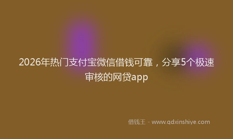 2026年热门支付宝微信借钱可靠，分享5个极速审核的网贷app