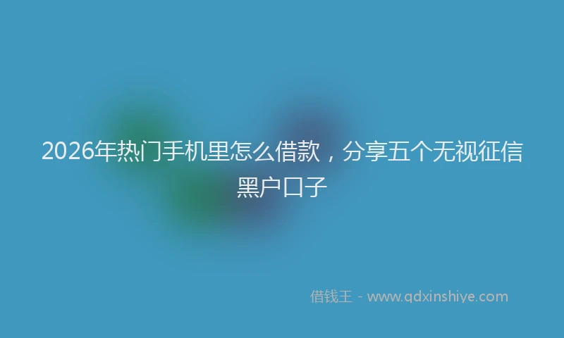 2026年热门手机里怎么借款,分享五个无视征信黑户口子