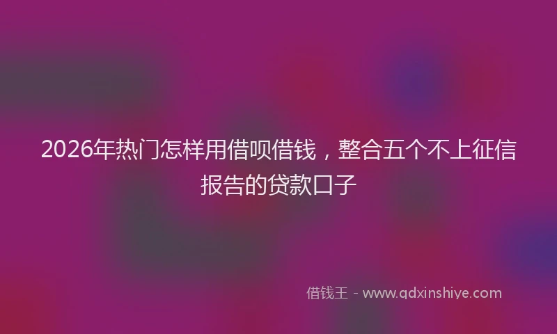 2026年热门怎样用借呗借钱，整合五个不上征信报告的贷款口子