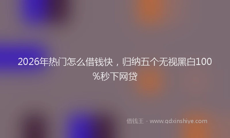 2026年热门怎么借钱快,归纳五个无视黑白100%秒下网贷