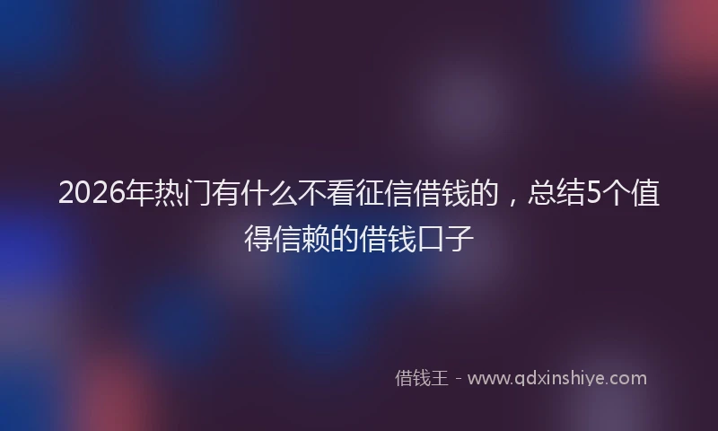 2026年热门有什么不看征信借钱的，总结5个值得信赖的借钱口子