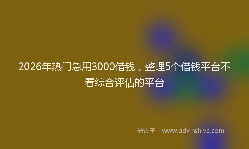 2026年热门急用3000借钱，整理5个借钱平台不看综合评估的平台