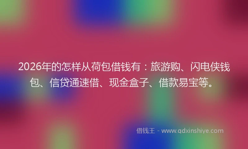 2026年的怎样从荷包借钱有：旅游购、闪电侠钱包、信贷通速借、现金盒子、借款易宝等。