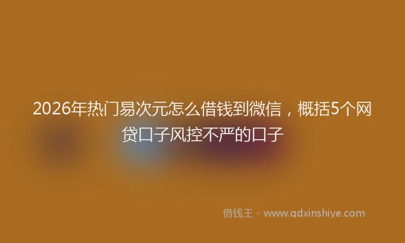 2026年热门易次元怎么借钱到微信，概括5个网贷口子风控不严的口子
