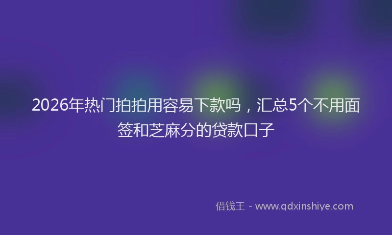 2026年热门拍拍用容易下款吗，汇总5个不用面签和芝麻分的贷款口子