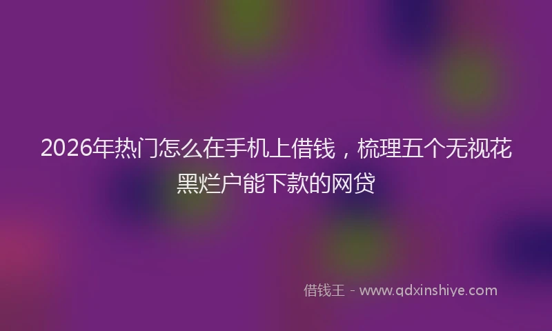 2026年热门怎么在手机上借钱，梳理五个无视花黑烂户能下款的网贷