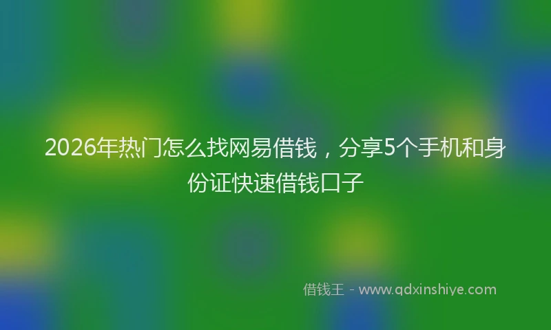 2026年热门怎么找网易借钱，分享5个手机和身份证快速借钱口子