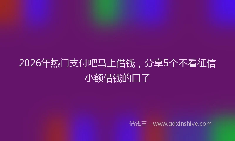 2026年热门支付吧马上借钱,分享5个不看征信小额借钱的口子