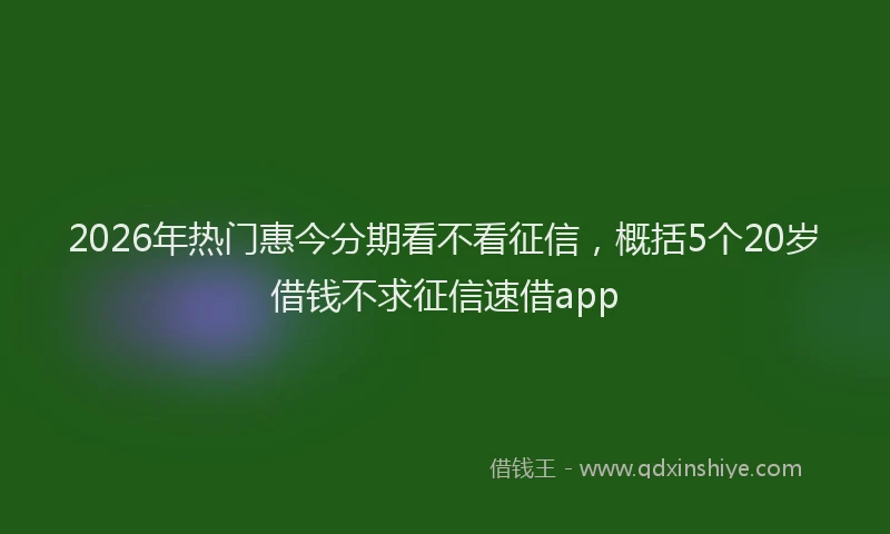 2026年热门惠今分期看不看征信，概括5个20岁借钱不求征信速借app