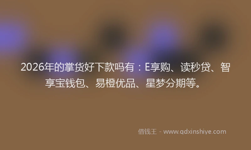 2026年的掌货好下款吗有：E享购、读秒贷、智享宝钱包、易橙优品、星梦分期等。