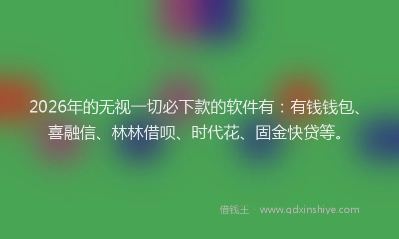 2026年的无视一切必下款的软件有：有钱钱包、喜融信、林林借呗、时代花、固金快贷等。