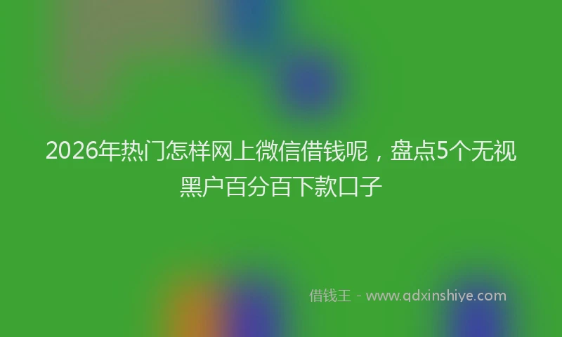 2026年热门怎样网上微信借钱呢，盘点5个无视黑户百分百下款口子