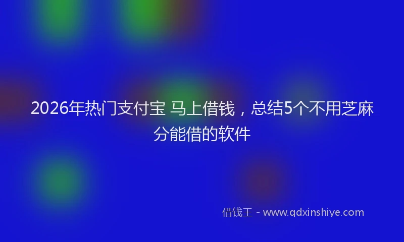 2026年热门支付宝 马上借钱，总结5个不用芝麻分能借的软件