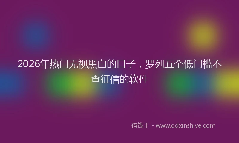 2026年热门无视黑白的口子，罗列五个低门槛不查征信的软件