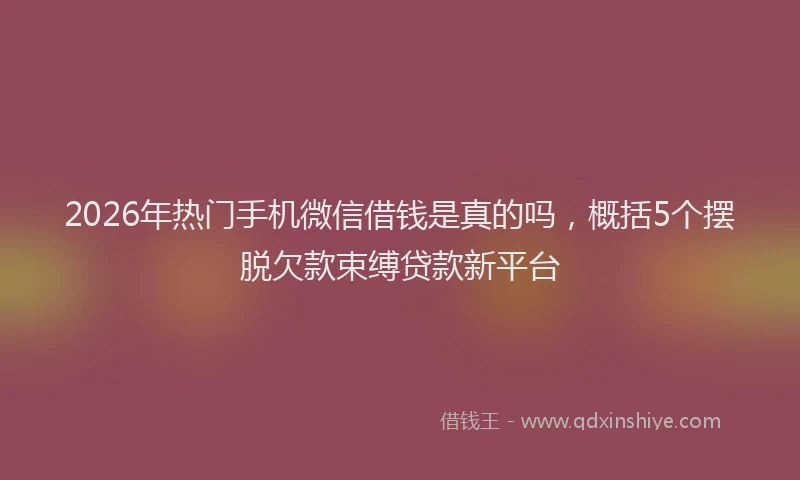 2026年热门手机微信借钱是真的吗，概括5个摆脱欠款束缚贷款新平台