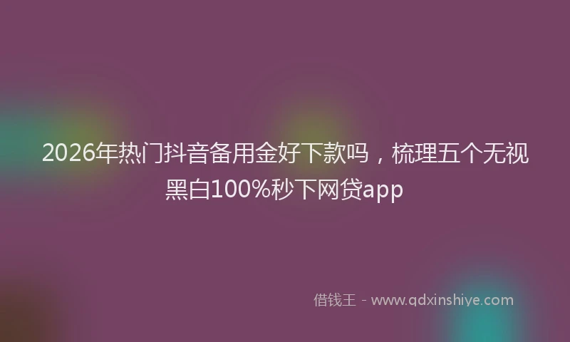 2026年热门抖音备用金好下款吗，梳理五个无视黑白100%秒下网贷app