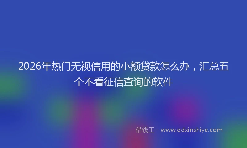 2026年热门无视信用的小额贷款怎么办，汇总五个不看征信查询的软件