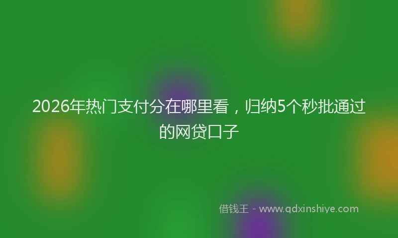 2026年热门支付分在哪里看，归纳5个秒批通过的网贷口子