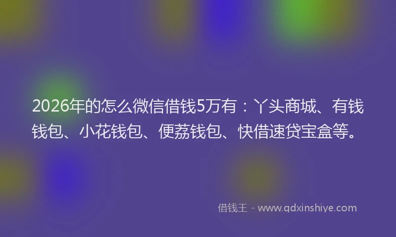 2026年的怎么微信借钱5万有:丫头商城、有钱钱包、小花钱包、便荔钱包、快借速贷宝盒等。