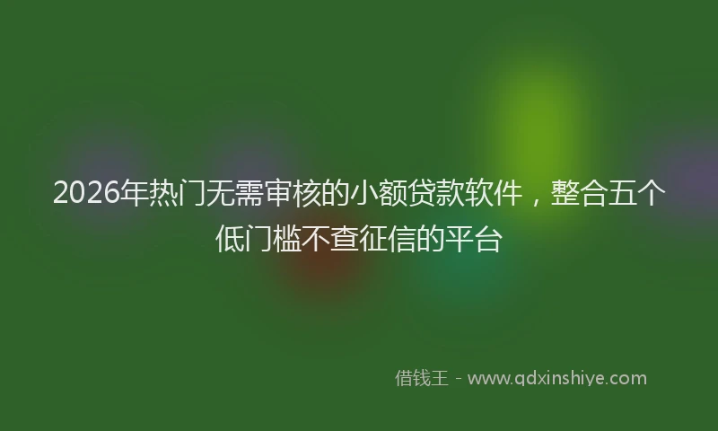 2026年热门无需审核的小额贷款软件，整合五个低门槛不查征信的平台