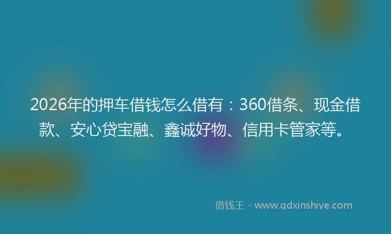 2026年的押车借钱怎么借有:360借条、现金借款、安心贷宝融、鑫诚好物、信用卡管家等。