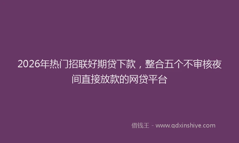 2026年热门招联好期贷下款，整合五个不审核夜间直接放款的网贷平台