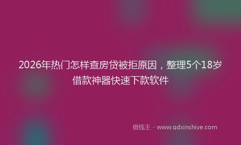 2026年热门怎样查房贷被拒原因,整理5个18岁借款神器快速下款软件