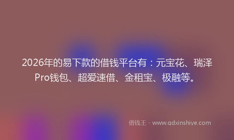 2026年的易下款的借钱平台有：元宝花、瑞泽Pro钱包、超爱速借、金租宝、极融等。