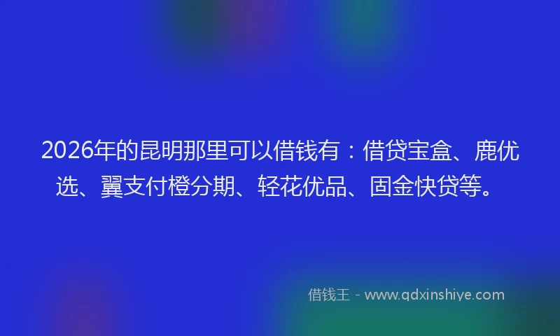 2026年的昆明那里可以借钱有：借贷宝盒、鹿优选、翼支付橙分期、轻花优品、固金快贷等。