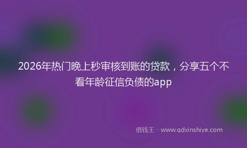 2026年热门晚上秒审核到账的贷款，分享五个不看年龄征信负债的app