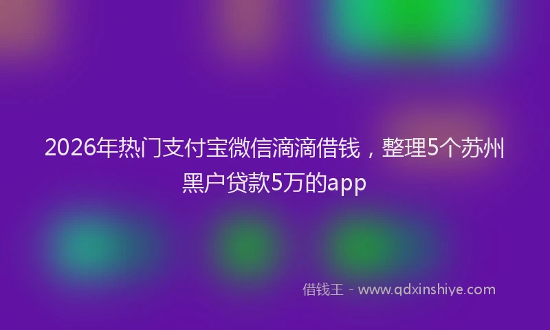 2026年热门支付宝微信滴滴借钱，整理5个苏州黑户贷款5万的app