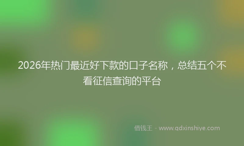 2026年热门最近好下款的口子名称，总结五个不看征信查询的平台