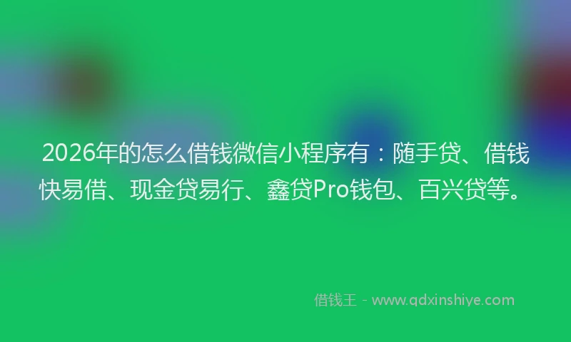 2026年的怎么借钱微信小程序有：随手贷、借钱快易借、现金贷易行、鑫贷Pro钱包、百兴贷等。