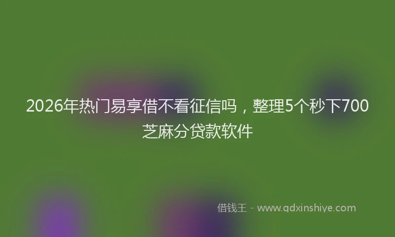 2026年热门易享借不看征信吗，整理5个秒下700芝麻分贷款软件