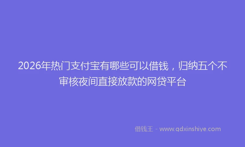2026年热门支付宝有哪些可以借钱，归纳五个不审核夜间直接放款的网贷平台