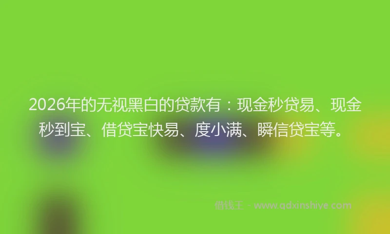 2026年的无视黑白的贷款有：现金秒贷易、现金秒到宝、借贷宝快易、度小满、瞬信贷宝等。