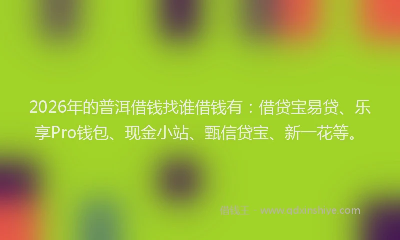 2026年的普洱借钱找谁借钱有：借贷宝易贷、乐享Pro钱包、现金小站、甄信贷宝、新一花等。