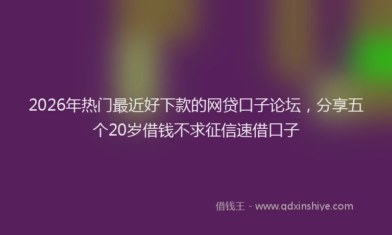 2026年热门最近好下款的网贷口子论坛，分享五个20岁借钱不求征信速借口子