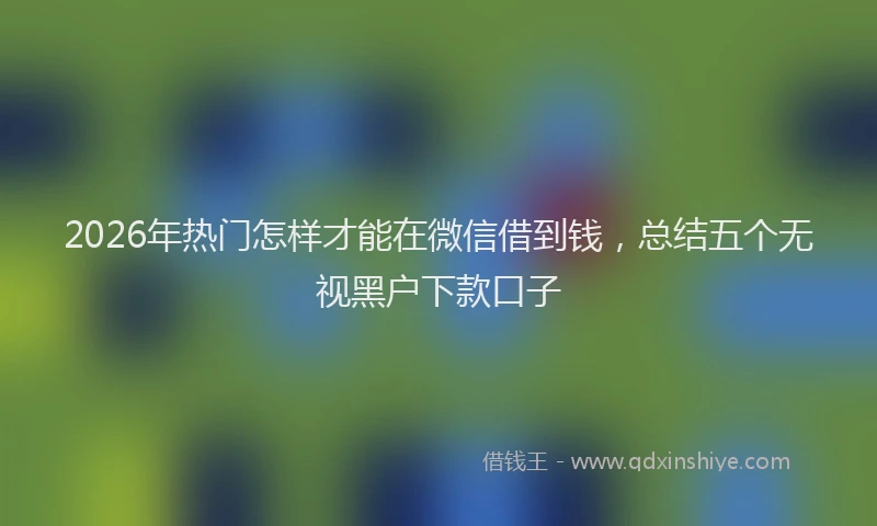 2026年热门怎样才能在微信借到钱，总结五个无视黑户下款口子
