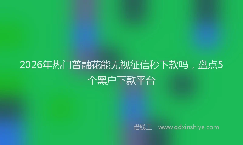 2026年热门普融花能无视征信秒下款吗，盘点5个黑户下款平台